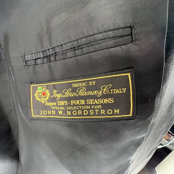 John W Nordstrom Loro Piana‎ 100% Wool Sport Coat 41 R Black Two Button Plaid - Picture 5 of 15